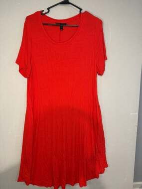 Lane Bryant Flame Scarlet Ribbed Short Sleeve A-Line Tunic